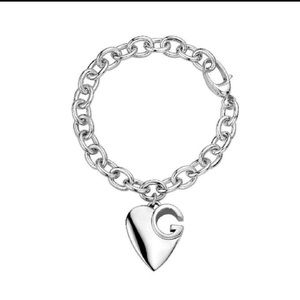 Gucci Silver 1973 Charlotte Heart Charm Bracelet